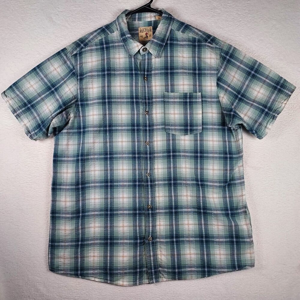 ed Head Brand Co Shirt XL — Short‑Sleeve Cotton Plaid Outdoor Button‑Up